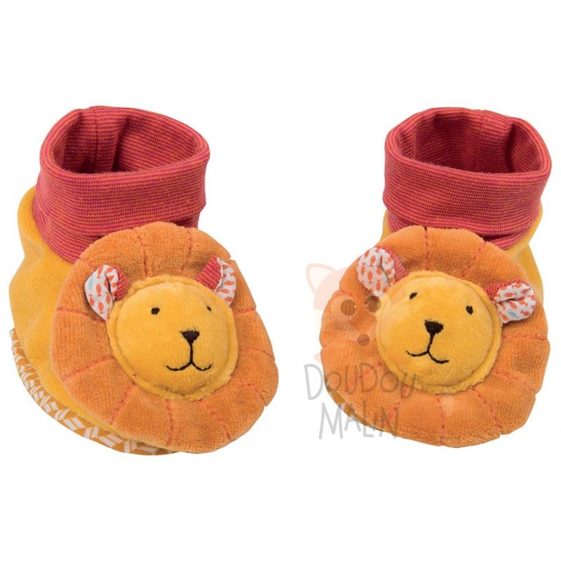  les papoums baby slippers yellow lion 